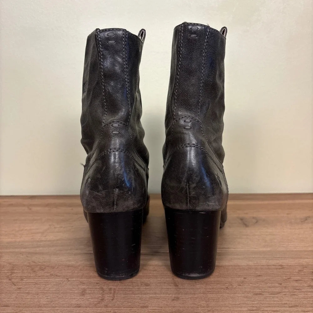 FRYE Carson Mid-Heel Short Boots Charcoal‎ Gray Women Size 10 Leather Rugged